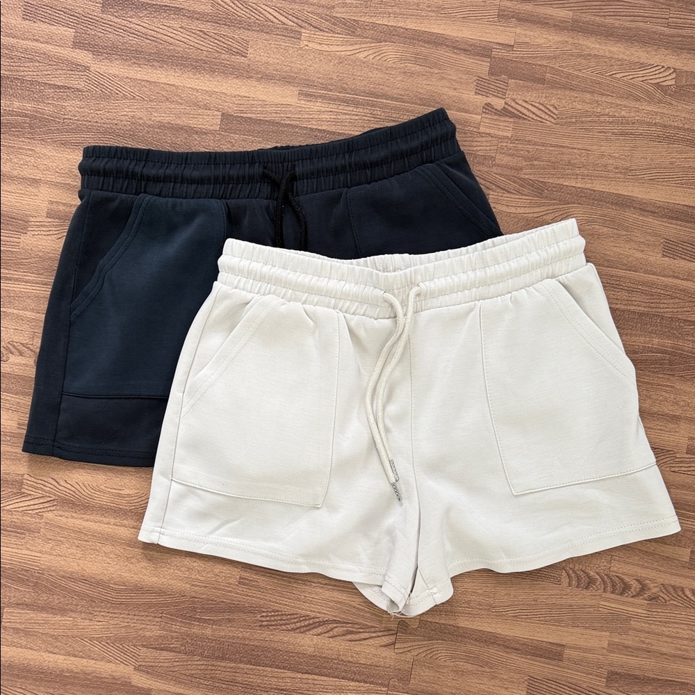 Always You Women's Casual Shorts - Black and Cream Set of Two